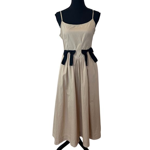 Moon River Cream Ballerina Midi Dress MEDIUM Retro Romantic Bows Designer $102 - Picture 8 of 13